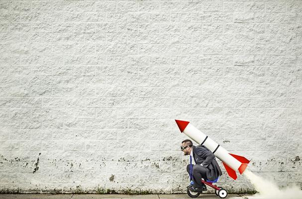 Fun picture of child with rocket booster on their back