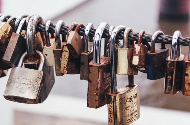 Padlocks on a wire